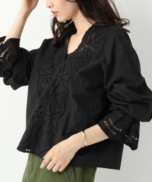 A part by（アパートバイ）の「CカットワークレースブラウスLS　788909 （シャツ/ブラウス・レディース・ホワイト/ブラック/グリーン・FREE）」の8枚目の写真