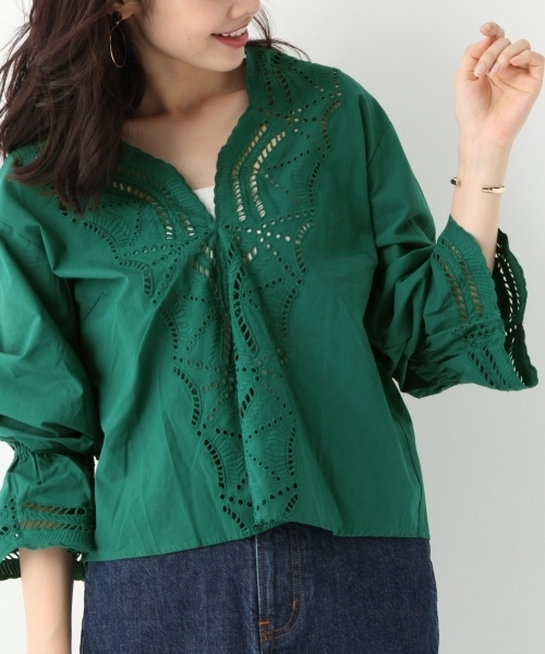A part by（アパートバイ）の「CカットワークレースブラウスLS　788909 （シャツ/ブラウス・レディース・ホワイト/ブラック/グリーン・FREE）」の9枚目の写真