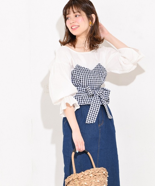 natural couture（ナチュラルクチュール）の「ビスチェドッキングブラウス（シャツ/ブラウス・レディース・ブラック/ベージュ/ピンク/その他・FREE）」の4枚目の写真