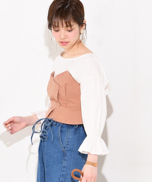 natural couture（ナチュラルクチュール）の「ビスチェドッキングブラウス（シャツ/ブラウス・レディース・ブラック/ベージュ/ピンク/その他・FREE）」の6枚目の写真