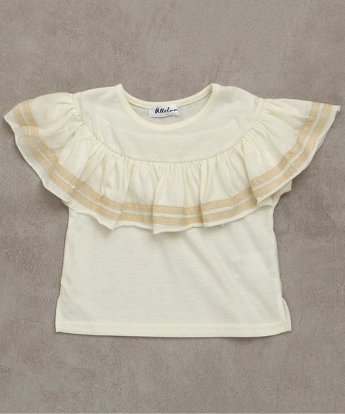 allolun.（オールオルン）の「ラインフリルＴシャツ（Tシャツ/カットソー・キッズ・キナリ/ネイビー・90/140/100/110/120/130）」の2枚目の写真