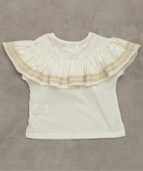 allolun.（オールオルン）の「ラインフリルＴシャツ（Tシャツ/カットソー・キッズ・キナリ/ネイビー・90/140/100/110/120/130）」の5枚目の写真