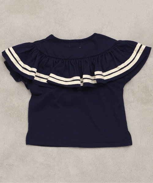 allolun.（オールオルン）の「ラインフリルＴシャツ（Tシャツ/カットソー・キッズ・キナリ/ネイビー・90/140/100/110/120/130）」の6枚目の写真