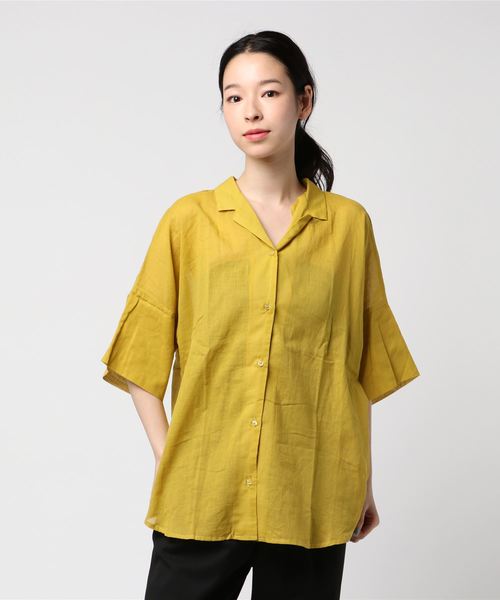 koe（コエ）の「・オープンカラー5分袖シャツ ●（シャツ/ブラウス・レディース・オフホワイト/ブラック/オレンジ/イエロー/グリーン・FREE）」の21枚目の写真