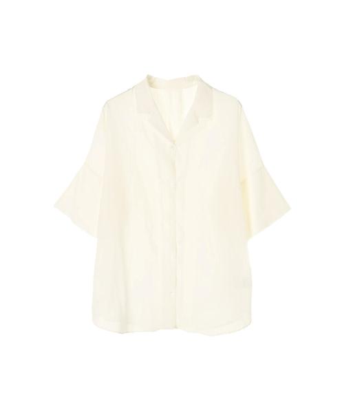 koe（コエ）の「・オープンカラー5分袖シャツ ●（シャツ/ブラウス・レディース・オフホワイト/ブラック/オレンジ/イエロー/グリーン・FREE）」の6枚目の写真