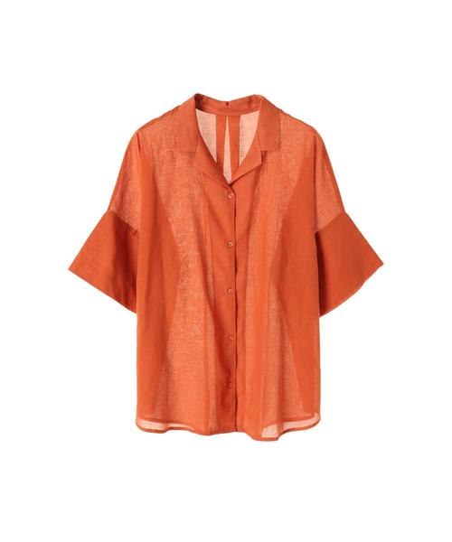 koe（コエ）の「・オープンカラー5分袖シャツ ●（シャツ/ブラウス・レディース・オフホワイト/ブラック/オレンジ/イエロー/グリーン・FREE）」の15枚目の写真