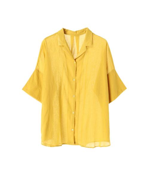 koe（コエ）の「・オープンカラー5分袖シャツ ●（シャツ/ブラウス・レディース・オフホワイト/ブラック/オレンジ/イエロー/グリーン・FREE）」の11枚目の写真