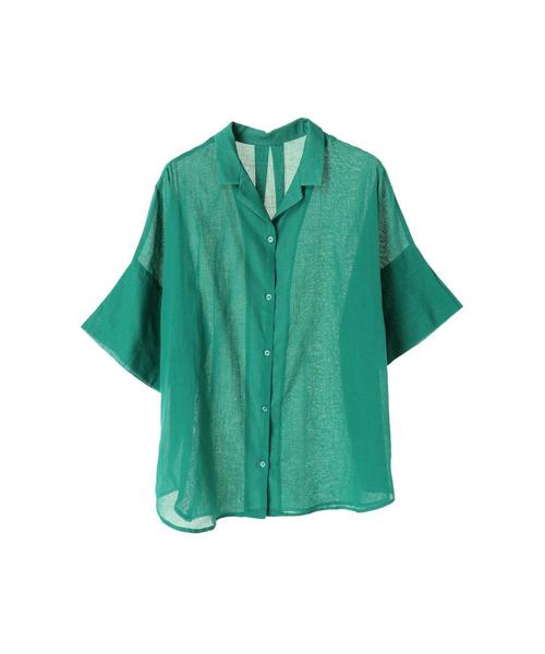 koe（コエ）の「・オープンカラー5分袖シャツ ●（シャツ/ブラウス・レディース・オフホワイト/ブラック/オレンジ/イエロー/グリーン・FREE）」の8枚目の写真