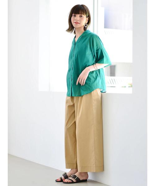 koe（コエ）の「・オープンカラー5分袖シャツ ●（シャツ/ブラウス・レディース・オフホワイト/ブラック/オレンジ/イエロー/グリーン・FREE）」の17枚目の写真