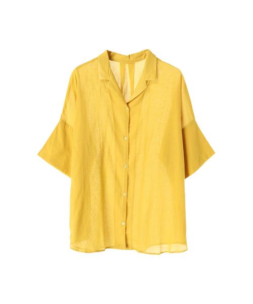 koe（コエ）の「・オープンカラー5分袖シャツ ●（シャツ/ブラウス・レディース・オフホワイト/ブラック/オレンジ/イエロー/グリーン・FREE）」の18枚目の写真