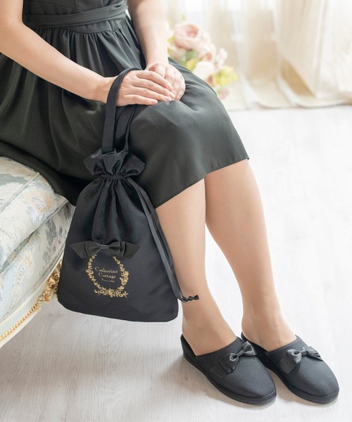 セール】リボン巾着＆フォーマルスリッパ（ルームシューズ/スリッパ