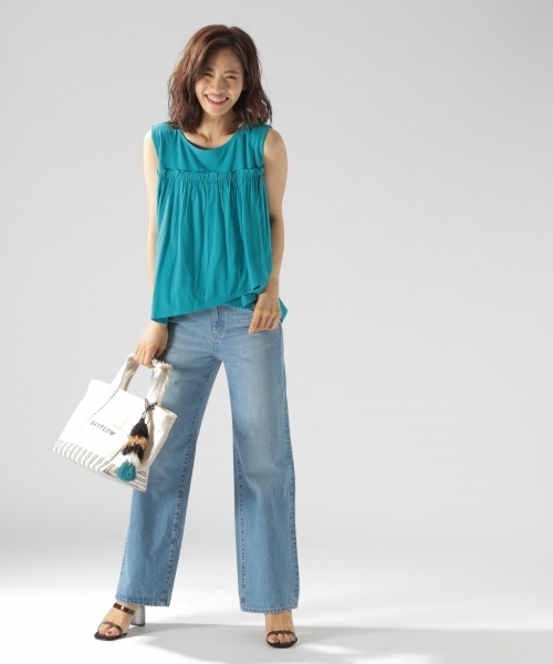 BAYFLOW（ベイフロー）の「GOOD PRICE／フリルノースリーブトップス（Tシャツ/カットソー・レディース・ネイビー/ブルー/グリーン・SMALL/MEDIUM）」の4枚目の写真