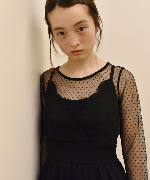 kaene（カエン）の「スカラップ ジャンバースカート（ドレス・レディース・ブラック/ピンク系その他・40/38/36）」の4枚目の写真