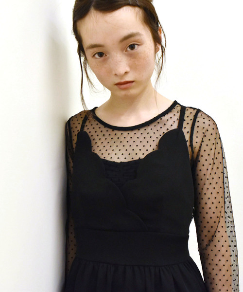 kaene（カエン）の「スカラップ ジャンバースカート（ドレス・レディース・ブラック/ピンク系その他・40/38/36）」の14枚目の写真