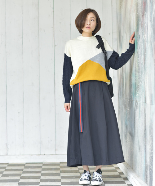 rps（アールピーエス）の「ラインベルト付フレアースカート（スカート・レディース・ブラック/インディゴブルー/ブルー/カーキブラウン・M）」の8枚目の写真