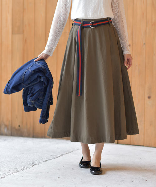 rps（アールピーエス）の「ラインベルト付フレアースカート（スカート・レディース・ブラック/インディゴブルー/ブルー/カーキブラウン・M）」の11枚目の写真