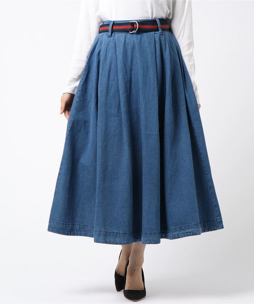 rps（アールピーエス）の「ラインベルト付フレアースカート（スカート・レディース・ブラック/インディゴブルー/ブルー/カーキブラウン・M）」の17枚目の写真