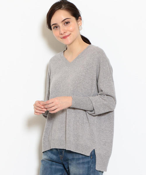 green label relaxing（グリーンレーベルリラクシング）の「[WEB限定] NFC W/RY/N ドルマン Vネック ニット（ニット/セーター・レディース・グレー/ブラック/オリーブ/オレンジ/パープル・40/42/36/38）」の15枚目の写真