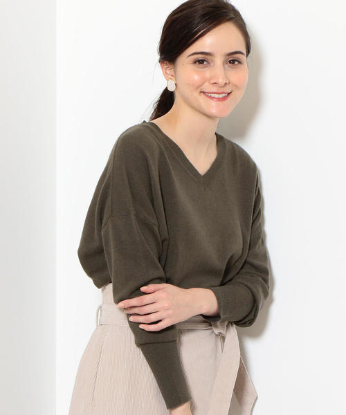 green label relaxing（グリーンレーベルリラクシング）の「[WEB限定] NFC W/RY/N ドルマン Vネック ニット（ニット/セーター・レディース・グレー/ブラック/オリーブ/オレンジ/パープル・40/42/36/38）」の19枚目の写真