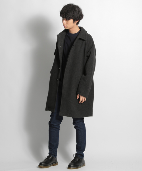 niko and...（ニコアンド）の「ケープメリノステンカラコート（ステンカラーコート・メンズ・チャコール/ネイビー/ブラウン・MEDIUM/LARGE）」の6枚目の写真