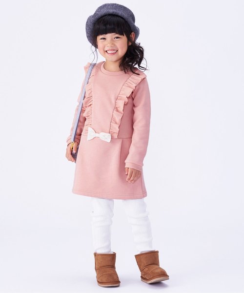 apres les cours（アプレレクール）の「裏シャギーワンピース（ワンピース・キッズ・グレー/ネイビー/ピンク・100/110/80/90/140/120/130）」の4枚目の写真