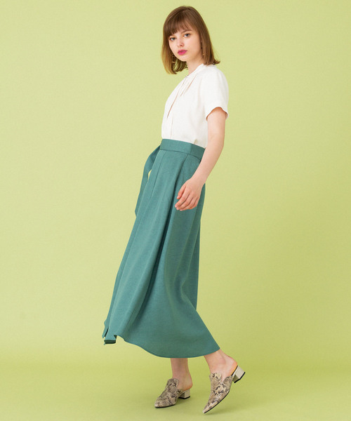 UNITED TOKYO（ユナイテッドトウキョウ）の「麻調サーキュラースカート（スカート・レディース・グリーン/ピンク/ブラック/ブラウン/ブルー・1）」の7枚目の写真