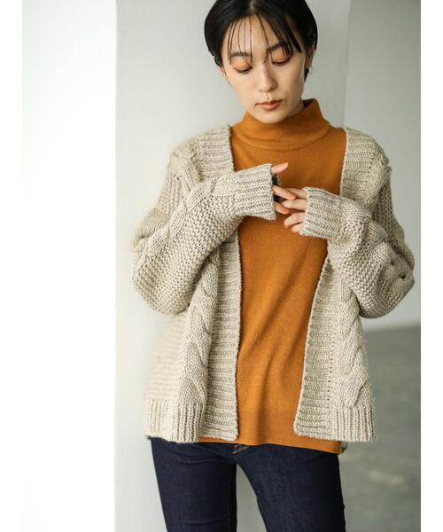 AMERICAN HOLIC(アメリカンホリック)の「ケーブルニットショートカーディガン *(カーディガン/ボレロ・レディース・ブラウン/アイボリー/ベージュ系その他2・FREE)」の14枚目の写真