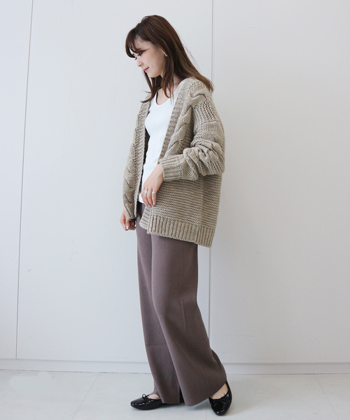 AMERICAN HOLIC(アメリカンホリック)の「ケーブルニットショートカーディガン *(カーディガン/ボレロ・レディース・ブラウン/アイボリー/ベージュ系その他2・FREE)」の4枚目の写真
