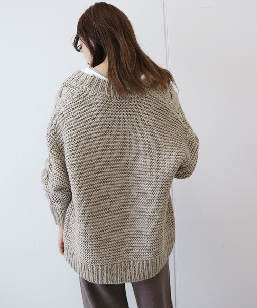 AMERICAN HOLIC(アメリカンホリック)の「ケーブルニットショートカーディガン *(カーディガン/ボレロ・レディース・ブラウン/アイボリー/ベージュ系その他2・FREE)」の6枚目の写真