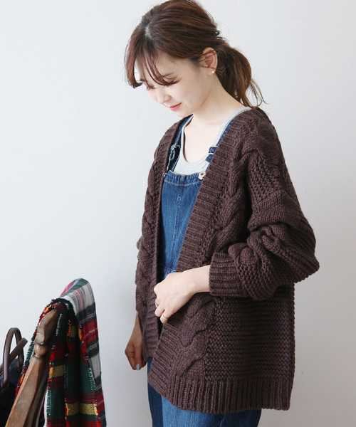 AMERICAN HOLIC(アメリカンホリック)の「ケーブルニットショートカーディガン *(カーディガン/ボレロ・レディース・ブラウン/アイボリー/ベージュ系その他2・FREE)」の10枚目の写真