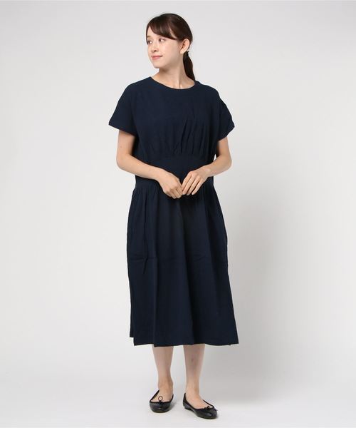 MashuKashu（マシュカシュ）の「ウエスト切替ワンピース（ワンピース・レディース・ネイビー/オフホワイト/グリーン・フリー）」の3枚目の写真
