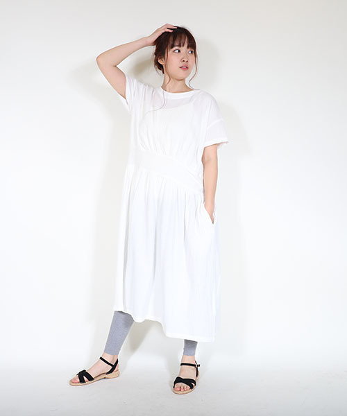 MashuKashu（マシュカシュ）の「ウエスト切替ワンピース（ワンピース・レディース・ネイビー/オフホワイト/グリーン・フリー）」の6枚目の写真