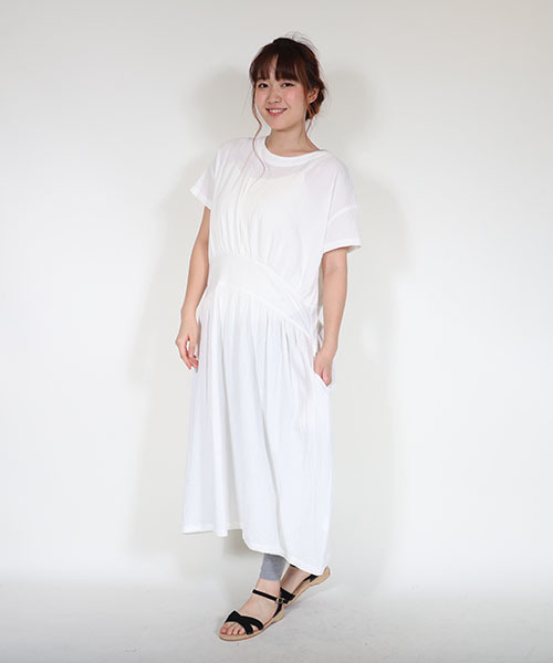 MashuKashu（マシュカシュ）の「ウエスト切替ワンピース（ワンピース・レディース・ネイビー/オフホワイト/グリーン・フリー）」の7枚目の写真