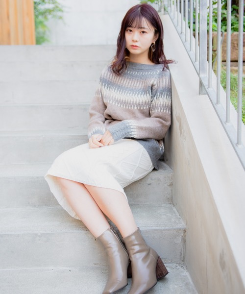 VANNIE U(ヴァニーユー)の「VANNIE U ノルディック柄プニプニット(ニット/セーター・レディース・ベージュ/グレー・FREE)」の4枚目の写真