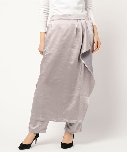 STYLEBLOCK（スタイルブロック）の「ヴィンテージサテンラップスカートレイヤードパンツ（その他パンツ・レディース・アイボリー/ラベンダー/ブラウン/ベージュ/カーキ・M）」の5枚目の写真