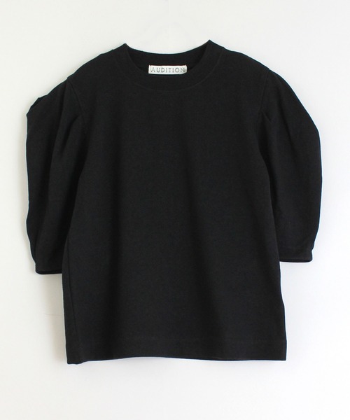 Audition(オーディション)の「M1344 リネンタックスリーブTシャツ(Tシャツ/カットソー・レディース・ナチュラル/ホワイト/ブラック・MEDIUM)」の2枚目の写真
