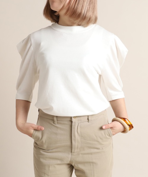 Audition(オーディション)の「M1344 リネンタックスリーブTシャツ(Tシャツ/カットソー・レディース・ナチュラル/ホワイト/ブラック・MEDIUM)」の14枚目の写真