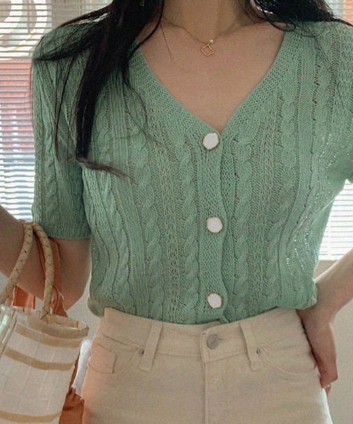 Diosfront ディオスフロント の ケーブルサマーニットカーディガン カーディガン ボレロ Wear