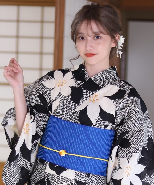 ゆかた館グレース（ユカタカングレース）の「平帯（和装小物・レディース・ブラック/パープル/ネイビー/グレー/レッド/サックスブルー/イエロー/ブルー/グリーン/クリーム/マスタード/ワインレッド/ラベンダー/ブルー系その他/ブルーグリーン/サーモンピンク/チェリーピンク/オフホワイト・FREE）」の21枚目の写真