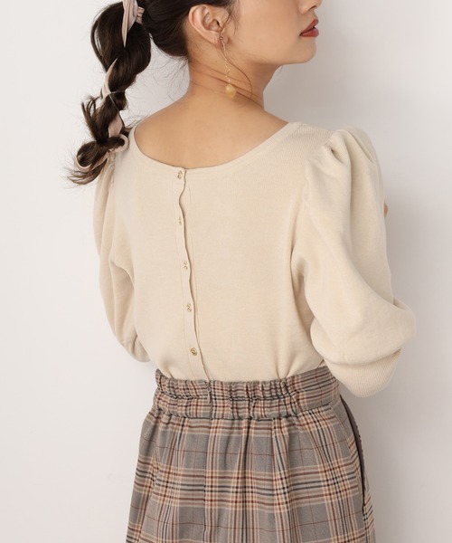 one after another NICE CLAUP（ワンアフターアナザーナイスクラップ）の「前後２Way袖コンシャスニット（ニット/セーター・レディース・アイボリー/ブラウン/ミント/ピンクベージュ・FREE）」の2枚目の写真