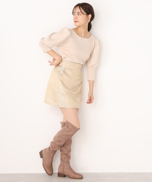 one after another NICE CLAUP（ワンアフターアナザーナイスクラップ）の「前後２Way袖コンシャスニット（ニット/セーター・レディース・アイボリー/ブラウン/ミント/ピンクベージュ・FREE）」の7枚目の写真