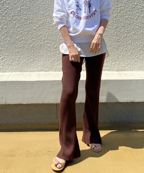 SHENERY(シーナリー)の「リブニットフレアPT(その他パンツ・レディース・ブラウン/ブラック・FREE)」の1枚目の写真