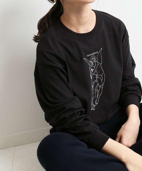SLOBE IENA(スローブイエナ)の「【 SELENAHELIOS×SLOBE 】GOD TEE【手洗い可能】◆(Tシャツ/カットソー・レディース・ブラック/ベージュ・FREE)」の5枚目の写真