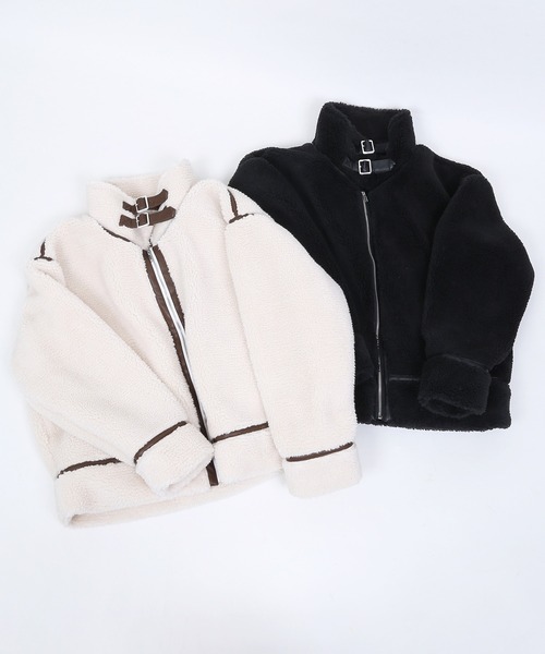 WC(ダブル シー)の「WC/ボアフライトブルゾン(ムートンコート・レディース・ホワイト/ブラック・FREE)」の3枚目の写真