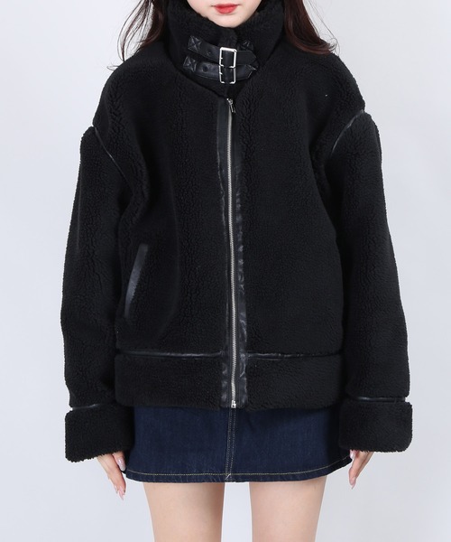 WC(ダブル シー)の「WC/ボアフライトブルゾン(ムートンコート・レディース・ホワイト/ブラック・FREE)」の9枚目の写真