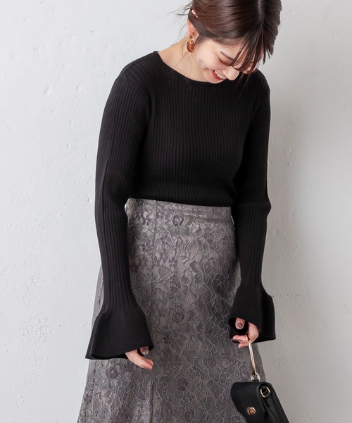 natural couture(ナチュラルクチュール)の「【WEB限定】プチプラフリル袖ニット(ニット/セーター・レディース・ブラック/その他4/その他1/その他2/その他3・FREE)」の6枚目の写真