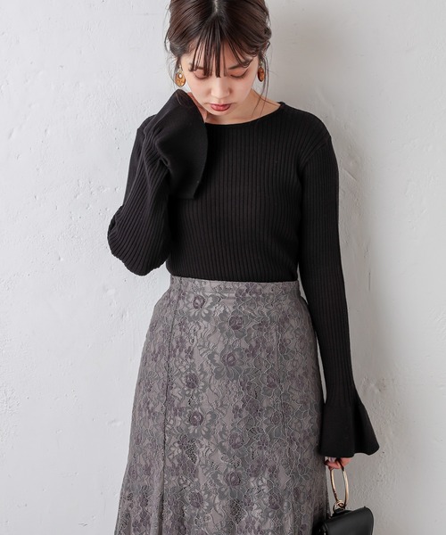 natural couture(ナチュラルクチュール)の「【WEB限定】プチプラフリル袖ニット(ニット/セーター・レディース・ブラック/その他4/その他1/その他2/その他3・FREE)」の7枚目の写真