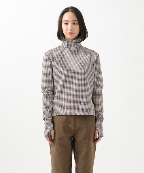 ROCKET x LUNCH（ロケットアンドランチ）の「ROCKET×LUNCH／チェック柄タートル 2928965（Tシャツ/カットソー・レディース・ブラック/ブラウン・SMALL/MEDIUM）」の10枚目の写真