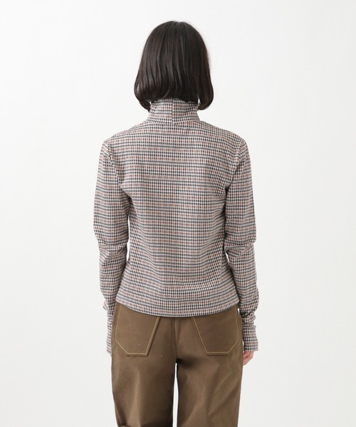 ROCKET x LUNCH（ロケットアンドランチ）の「ROCKET×LUNCH／チェック柄タートル 2928965（Tシャツ/カットソー・レディース・ブラック/ブラウン・SMALL/MEDIUM）」の7枚目の写真