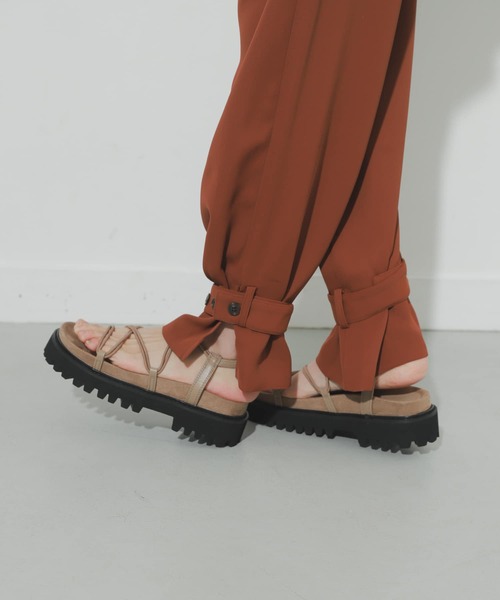 SENSE OF PLACE by URBAN RESEARCH（センスオブプレイスバイアーバンリサーチ）の「ベルテッドヘムパンツ（その他パンツ・レディース・ブラック/ライトブラウン・ONE）」の3枚目の写真